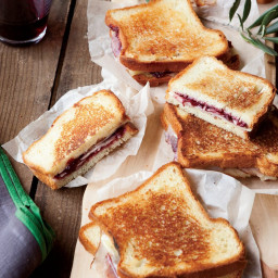 Grilled Ham and Cheese with Strawberry-Red-Wine Jam