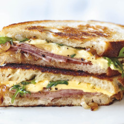 Grilled Ham and Gouda Sandwiches with Frisée and Caramelized Onions