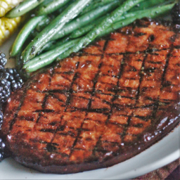 Grilled Ham Steak with Blackberry Ancho Chile Glaze