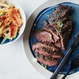 Grilled Hanger Steak with Kimchi-Apple Slaw Recipe