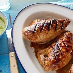 Grilled Honey Glazed Chicken with Green Pea and Mint Sauce