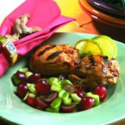 Grilled Honey Mustard Chicken Thighs With Grape and Lime Salsa