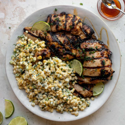 Grilled Hot Honey Chicken with Sweet Corn Salad.
