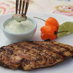 Grilled Jerk Chicken with Cilantro Lime Sauce