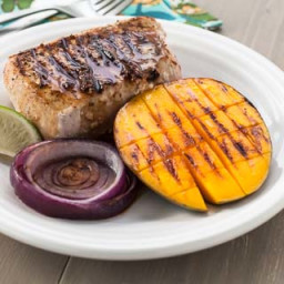 Grilled Jerk Pork Chops with Mango and Rum Sauce