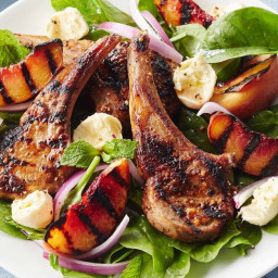 Grilled lamb and peach salad with maple dressing