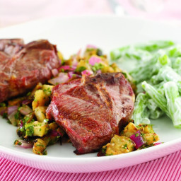 Grilled Lamb Chops with Eggplant Salad