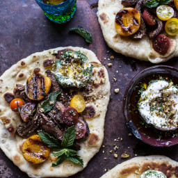 Grilled Lamb Tikka with Caramelized Apricots + Pine Nut Labneh