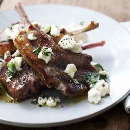 Grilled lamb with feta and lemon