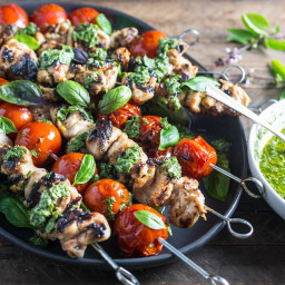 Grilled Lemon-Garlic Chicken and Tomato Kebabs With Basil Chimichurri Recip