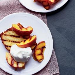 Grilled Lemon Pound Cake with Peaches and Cream