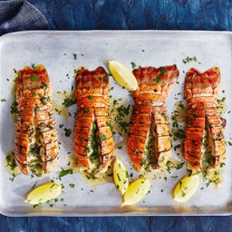 Grilled lobster tails with lemon and herb butter