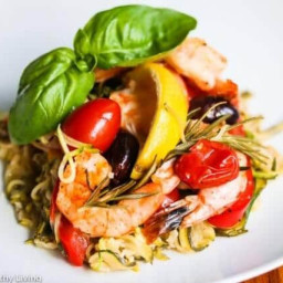 Grilled Mediterranean Shrimp and Zucchini Noodles in a Packet