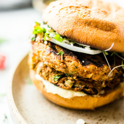 Grilled Moroccan Cauliflower Chickpea Burgers