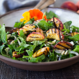 Grilled Peach and Arugula Salad with Goat Cheese