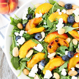 Grilled Peach, Blueberry, and Goat Cheese Arugula Salad
