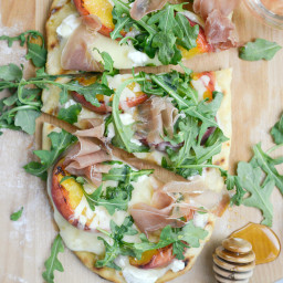 Grilled Peach, Goat Cheese and Prosciutto Flatbread
