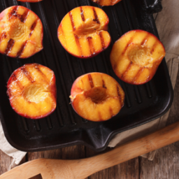 Grilled Peach Halves with a Peach Pecan Dressing