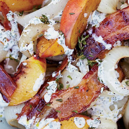 Grilled Peach, Onion and Bacon Salad with Buttermilk Dressing Recipe