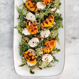 Grilled Peach Salad and Mint Pesto