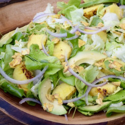 Grilled Pineapple Salad with Avocado and Mojito Dressing