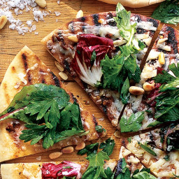 Grilled Pizza With Harissa and Herb Salad