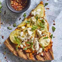 Grilled Pizza with Summer Squash, Feta & Basil