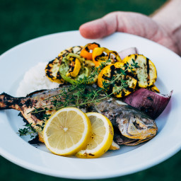Grilled Pompano and Summer Vegetables with Za'atar