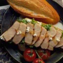 Grilled Pork and Goat Cheese Crostini