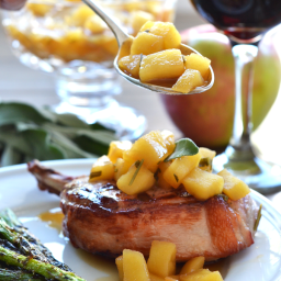 Grilled Pork Chops w/ Herb Apple Compote