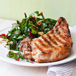 Grilled Pork Chops with Swiss Chard Salad