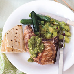 Grilled Pork Chops with Tomatillo Salsa
