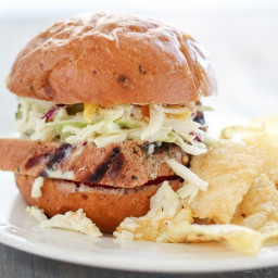 Grilled Pork Tenderloin Sandwiches with Tangy Cabbage Slaw