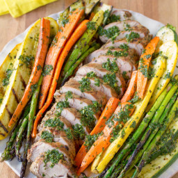 Grilled Pork Tenderloin with Chimichurri and Roasted Vegetables