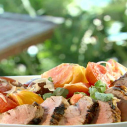 Grilled Pork Tenderloin with Spicy Chile-Coconut Tomato Salad