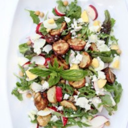 Grilled Potato Chickpea Salad with Green Goddess
