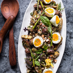Grilled Potato Salad with Almond-Basil Chimichurri and 7-Minute Eggs