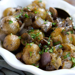 Grilled Potatoes with Rosemary Mushrooms and Onions