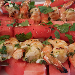 Grilled Prawns and Watermelon Skewers