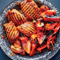 Grilled Red Curry Chicken and Bell Peppers