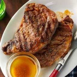 Grilled Ribeyes with Browned Garlic Butter Recipe
