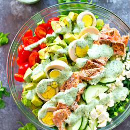 Grilled Salmon Cobb Salad with Cilantro Lime Ranch Dressing