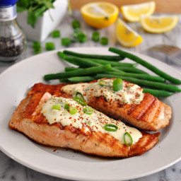Grilled Salmon Fillets with Wasabi & Lemon Cream Sauce