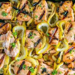 Grilled Salmon Skewers with Garlic and Dijon