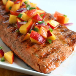 Grilled Salmon with Fresh Peach Jalapeno Salsa