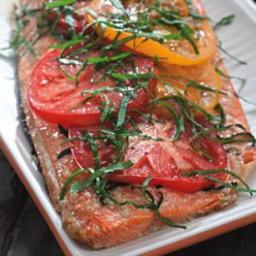 Grilled Salmon with Tomatoes and Basil