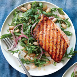 Grilled Salmon with White Bean and Arugula Salad
