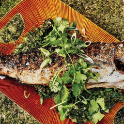 Grilled Salt-and-Pepper Black Bass with Curry Verde