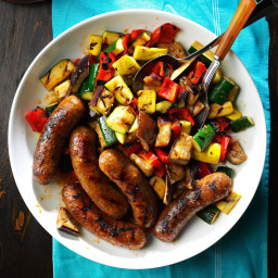 Grilled Sausages with Summer Vegetables Recipe