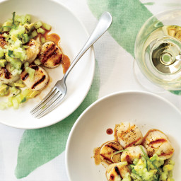 Grilled Scallops with Honeydew-Avocado Salsa